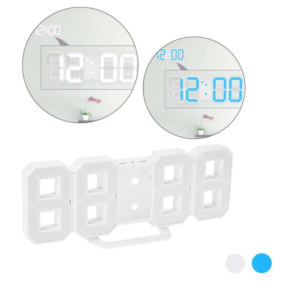 Digital 3D LED Wall Clock Alarm Clock Snooze 12/24 Hour Display USB