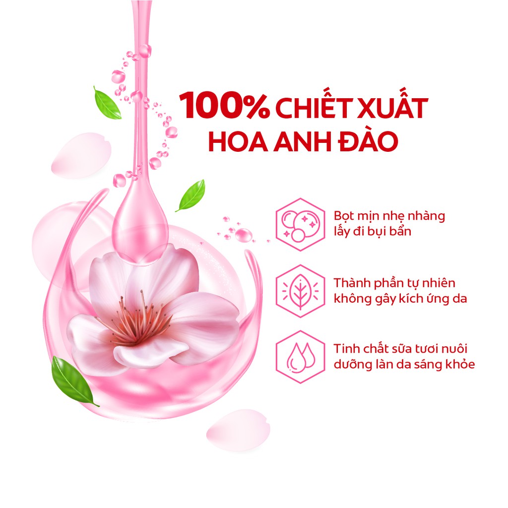 Bộ 4 Sữa tắm Palmolive Naturals chiết xuất 100% thiên nhiên 500g chiết xuất từ hoa anh đào và phong lan