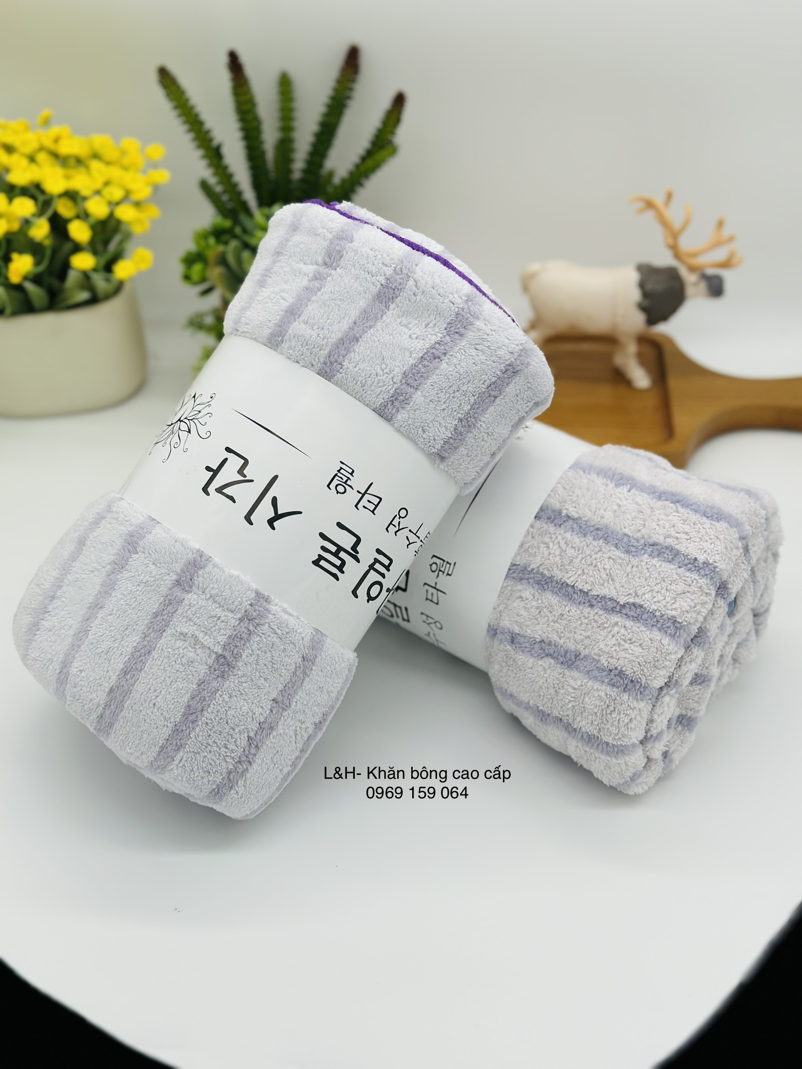 Khăn tắm lông cao cấp, Kẻ sọc nổi, KT 70x140cm