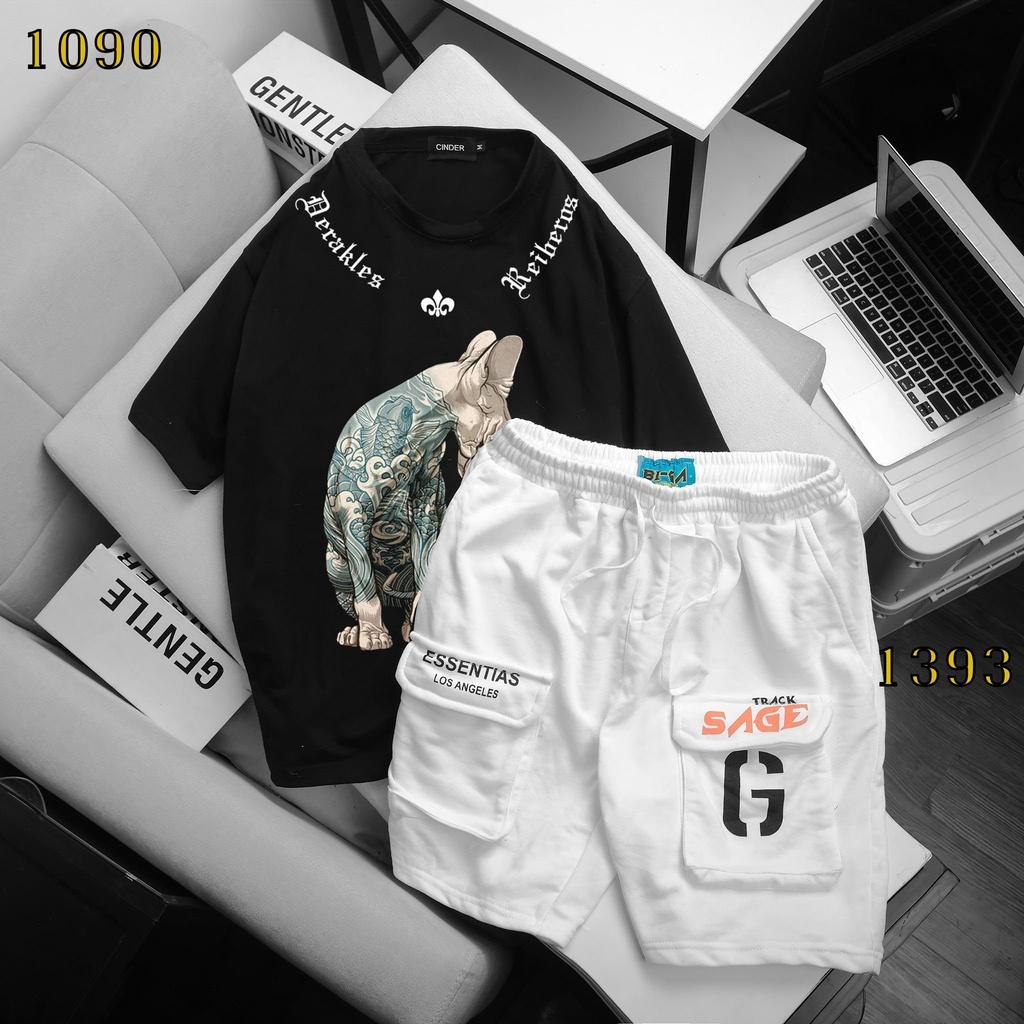 Set bộ áo thun unisex nam,nữ tay lở ,bộ đồ in nhiệt thể thao ,quần đùi ,short, cọc tay phong cách BIKEN