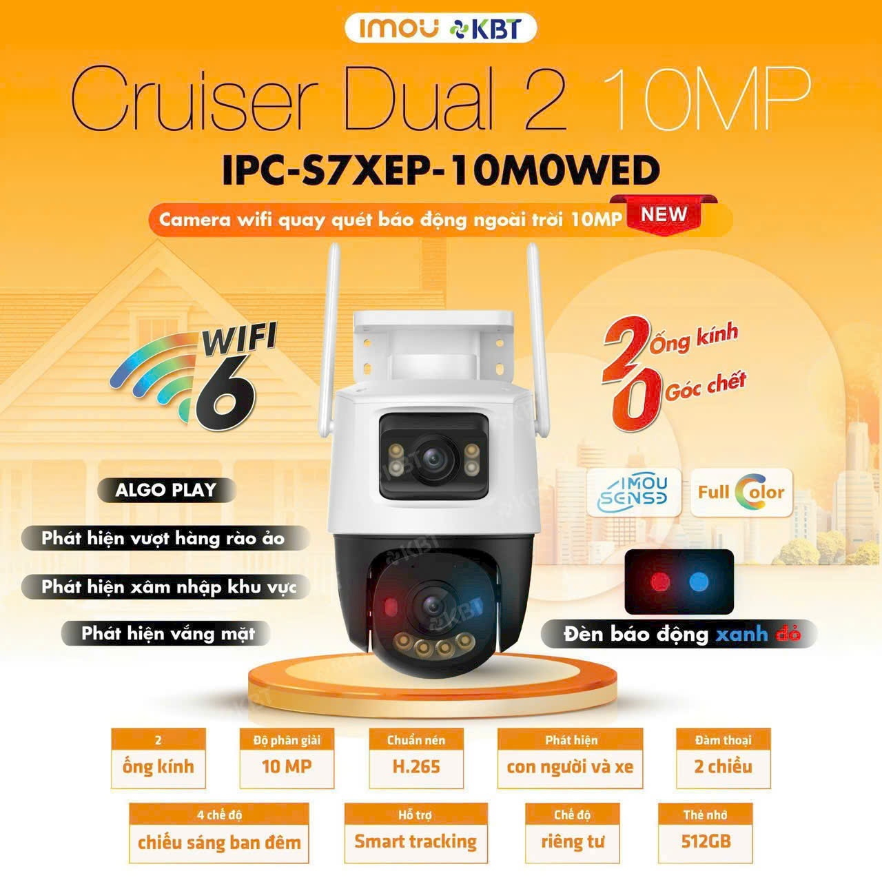 Camera wifi 2 ống kính quay quét Cruiser Dual 6MP 10MP IMOU S7XEP 10M0WED - Hàng Chính Hãng