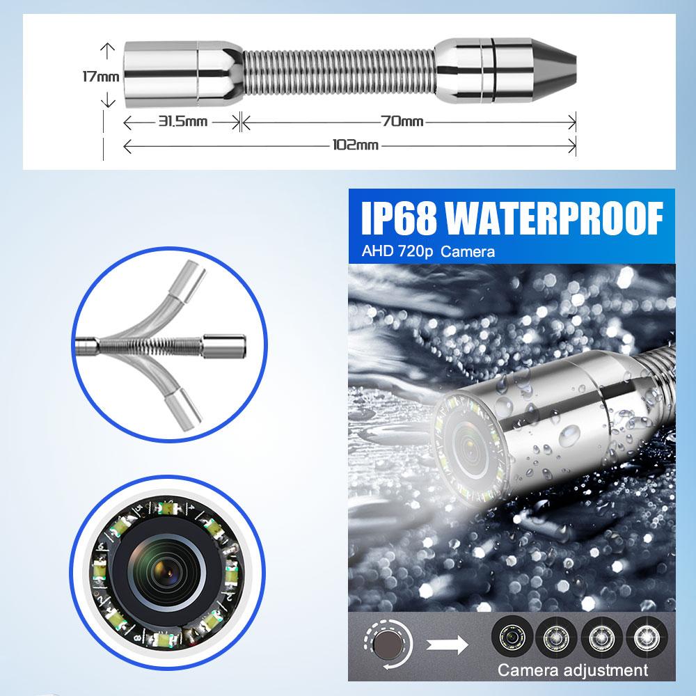 Camera kiểm tra đường ống ghi DVR 9 "Màn hình Borescope IP68 17mm cống thoát nước ống dẫn công nghiệp với thẻ 16g TF