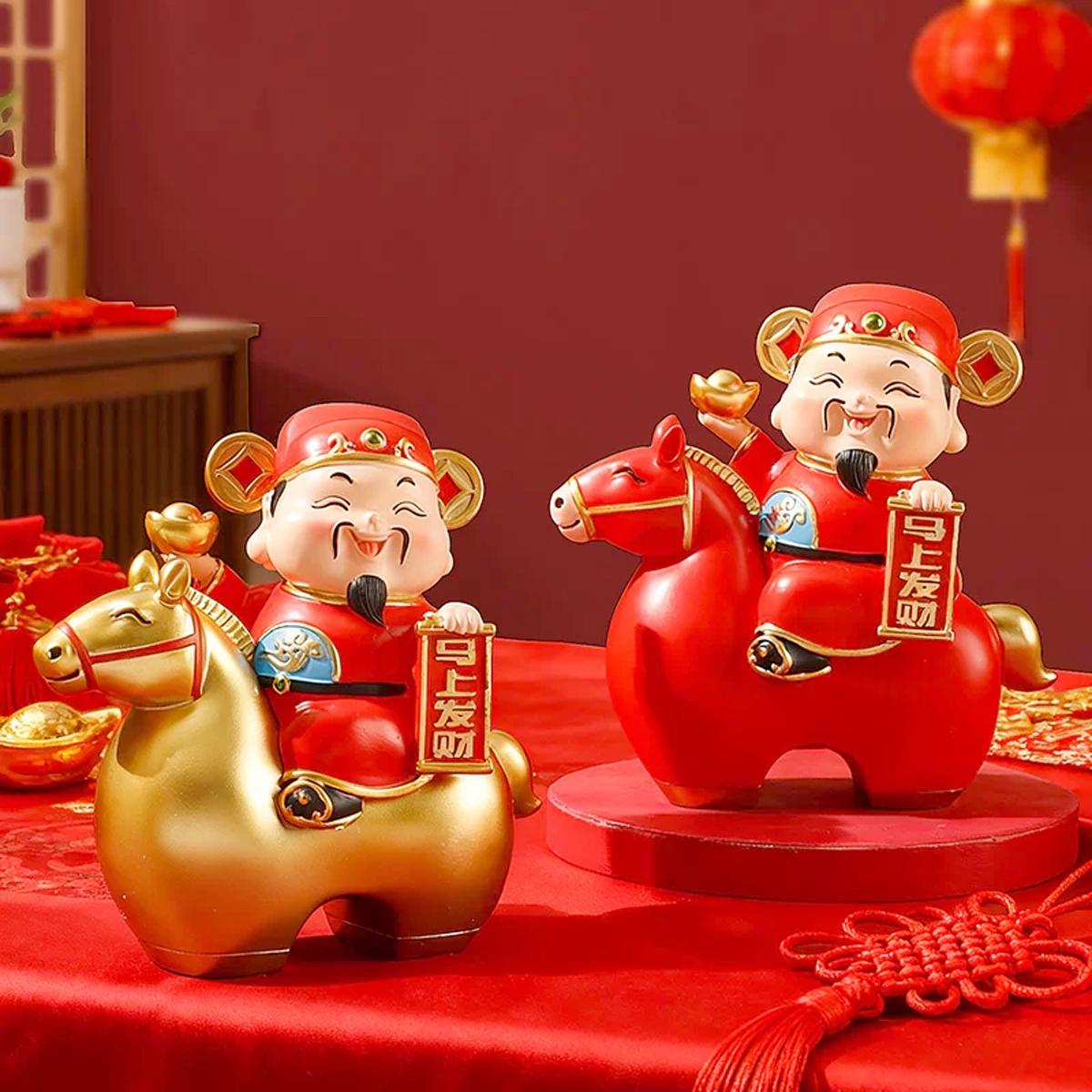 Tượng Thần Tài Cưỡi Ngựa May Mắn - Trang Trí Tết - 17 x 17 x 9 cm - 7082-2