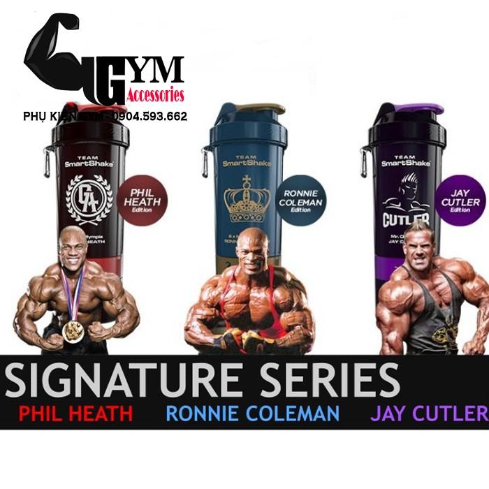 Bình lắc 3 ngăn thể thao Smart Shake Shaker Cup Signature Series Ronnie Coleman, Jay Cutler, Phil Heath