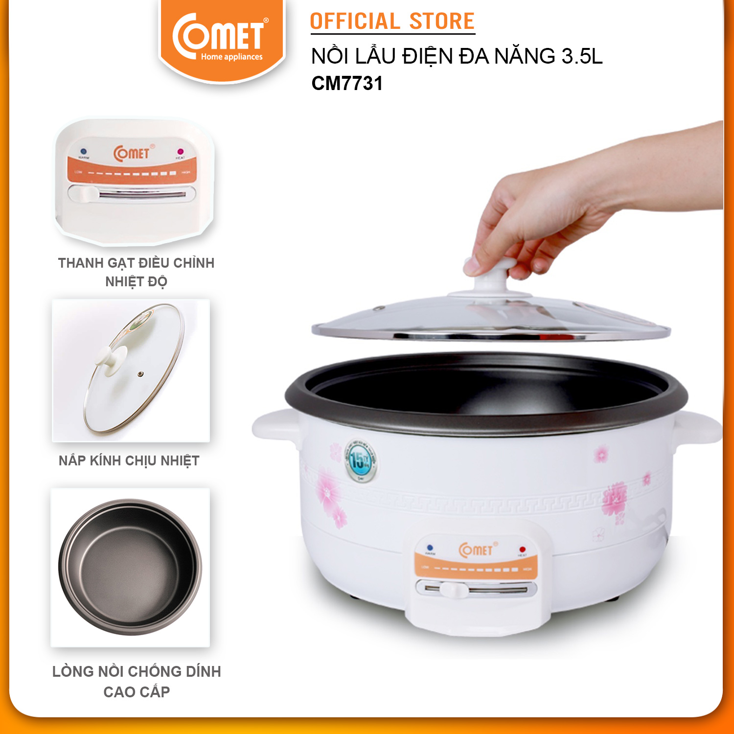 Nồi Lẩu Điện Comet CM7731 - Hàng Chính Hãng