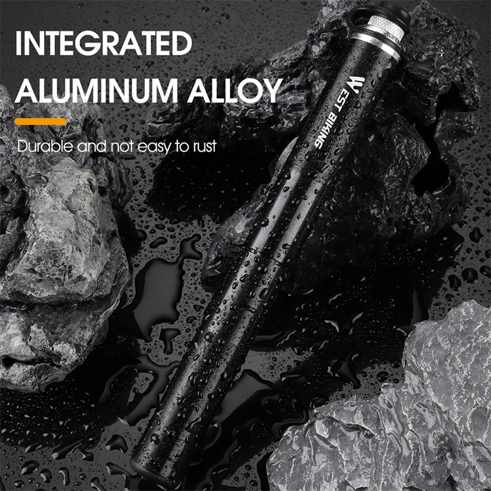 WEST BIKING Aluminum Alloy 130PSI Foot Bicycle Tire Pump Portable Mountain Bike Inflator Basketball Inflator Hand Pump
