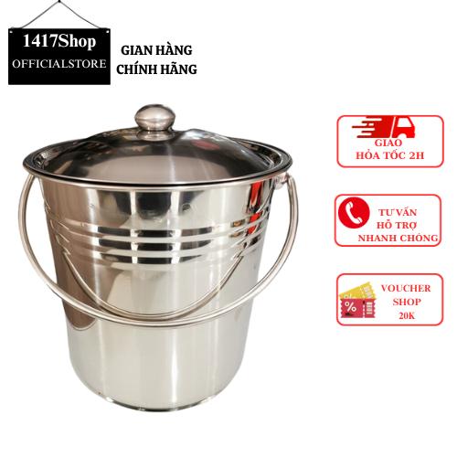 Xô inox có nắp đậy đựng nước lèo/đựng đá