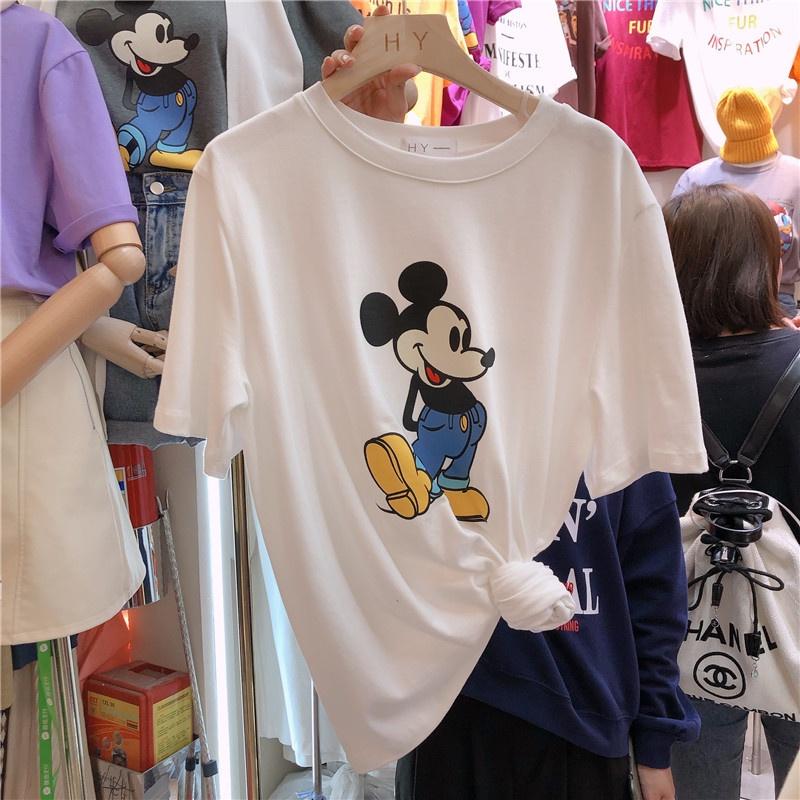 MS011 Áo thun unisex mickey, áo thun cổ tròn cotton hè mát