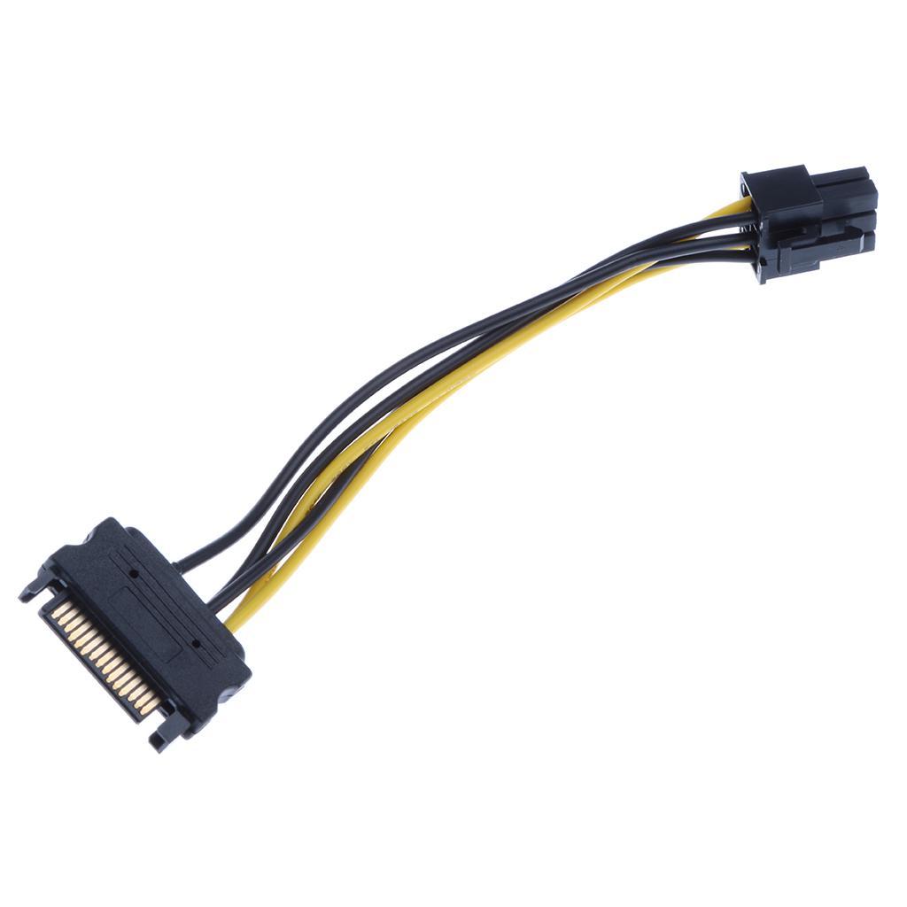 2pcs Video Card Splitter Cable 6 to 2xPCIe 8pin+2x 15pin SATA to 6pin PCIe