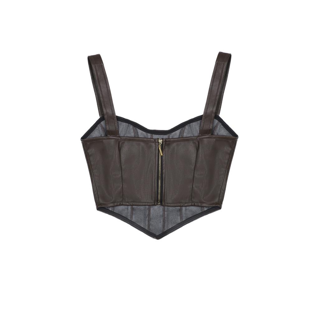 TATICHU - Leather Corset Crop Tank Top - Áo Corset da croptop