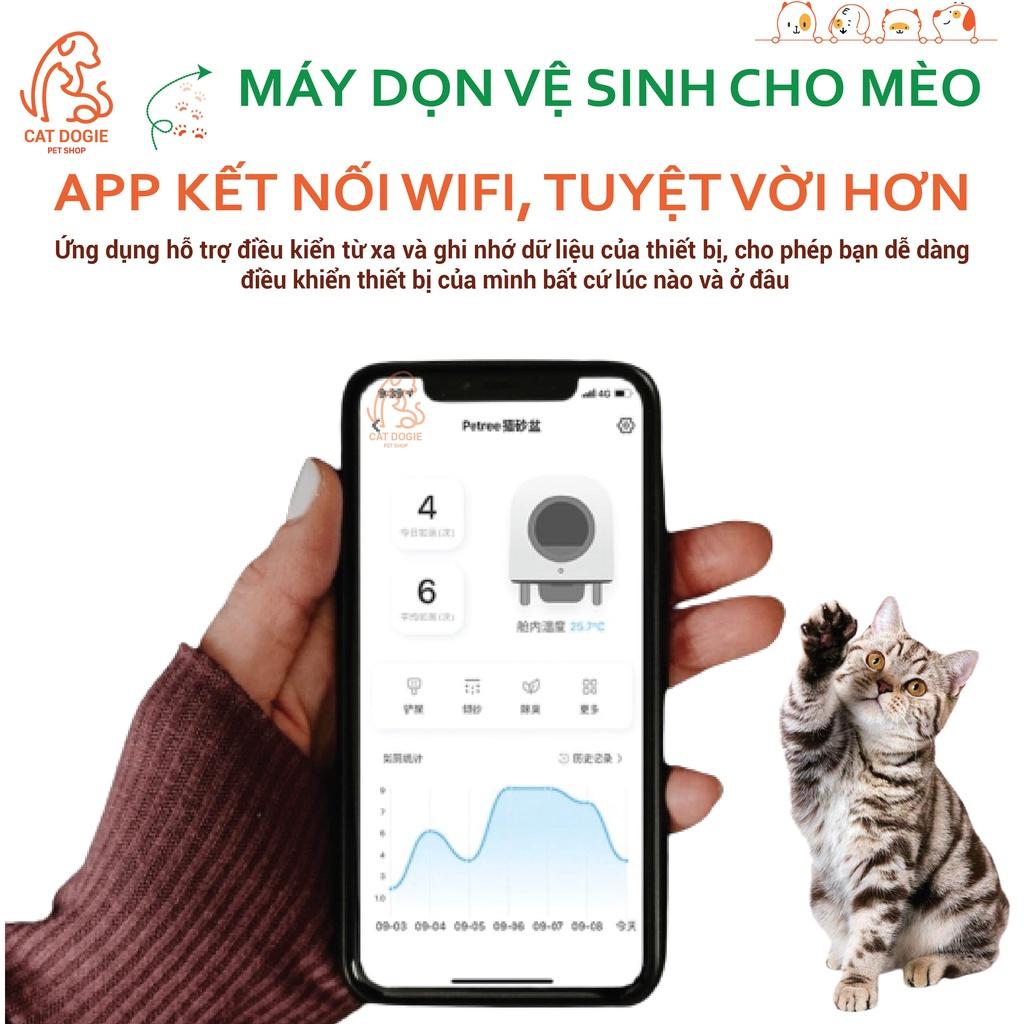 Máy Dọn Phân Cho Mèo, Máy Vệ Sinh Cho Mèo Tự Động PETREE Kết Nối WIFI Phiên Bản Quốc Tế Dùng Được Các Loại Cát Cho Mèo Bentonite, Tofu, Volcanic...
