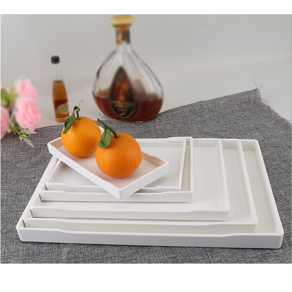 2X Nhựa Phục Vụ Khay Ăn Sáng Trà Ăn Nhà Bếp Từ Cao Cấp Trắng 22 cm 25 cm