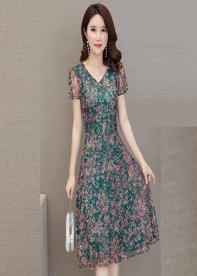 Đầm Hoa In Nhiệt 3D Voan Lụa Cao Cấp