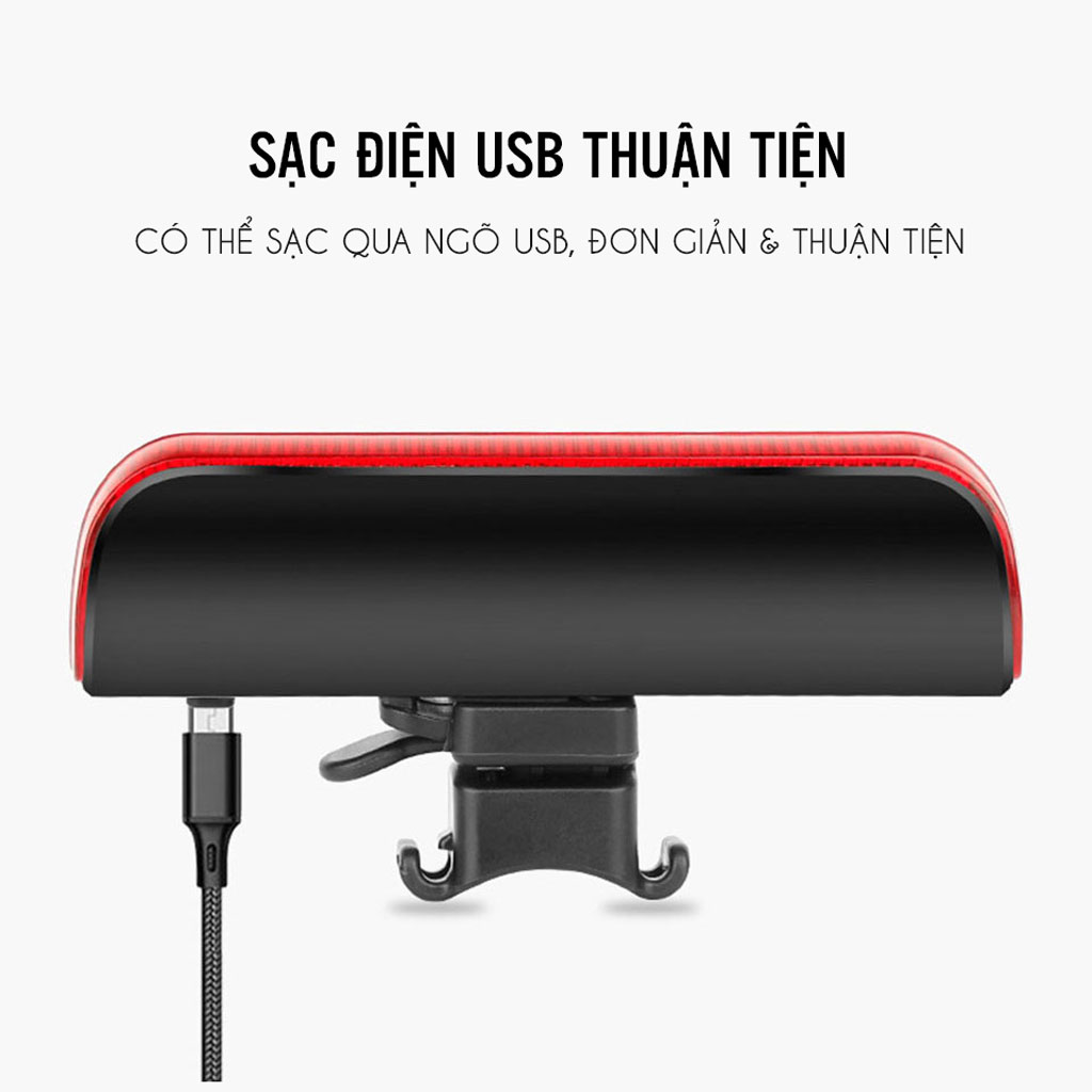 Đèn Đuôi Led Xe Đạp BK880 Chống Nước Siêu Sáng Nhiều Chế Độ Sáng Sạc Điện USB 2 Phiên Bản MaiLee