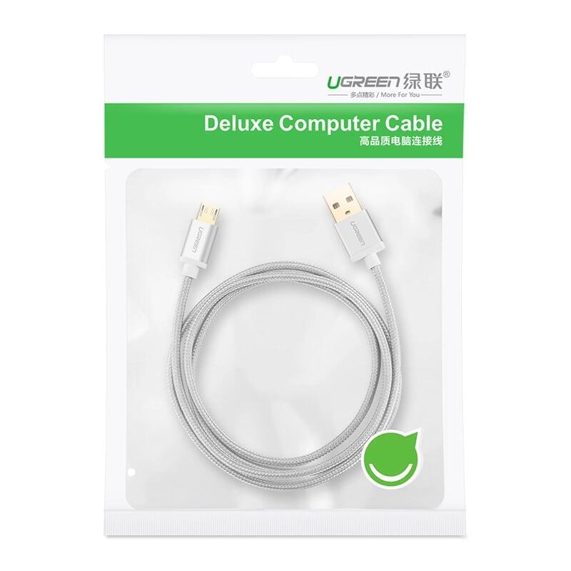 Ugreen UG30655US134TK 1M màu Trắng Cáp sạc truyền dữ liệu USB 2.0 sang MICRO USB đầu mạ vàng - HÀNG CHÍNH HÃNG