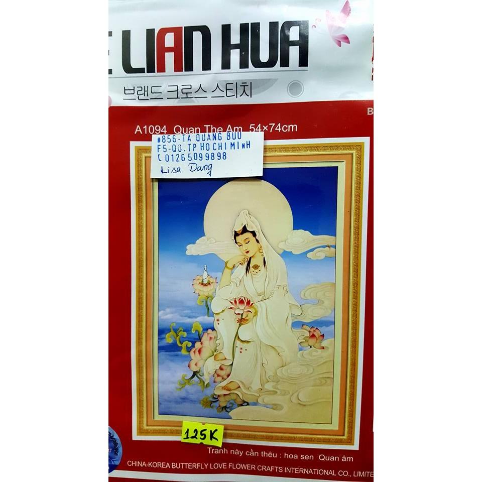 Tranh thêu PHẬT QUAN THỂ ÂM BỒ TÁT(chưa thêu)A1094 (54x74cm)