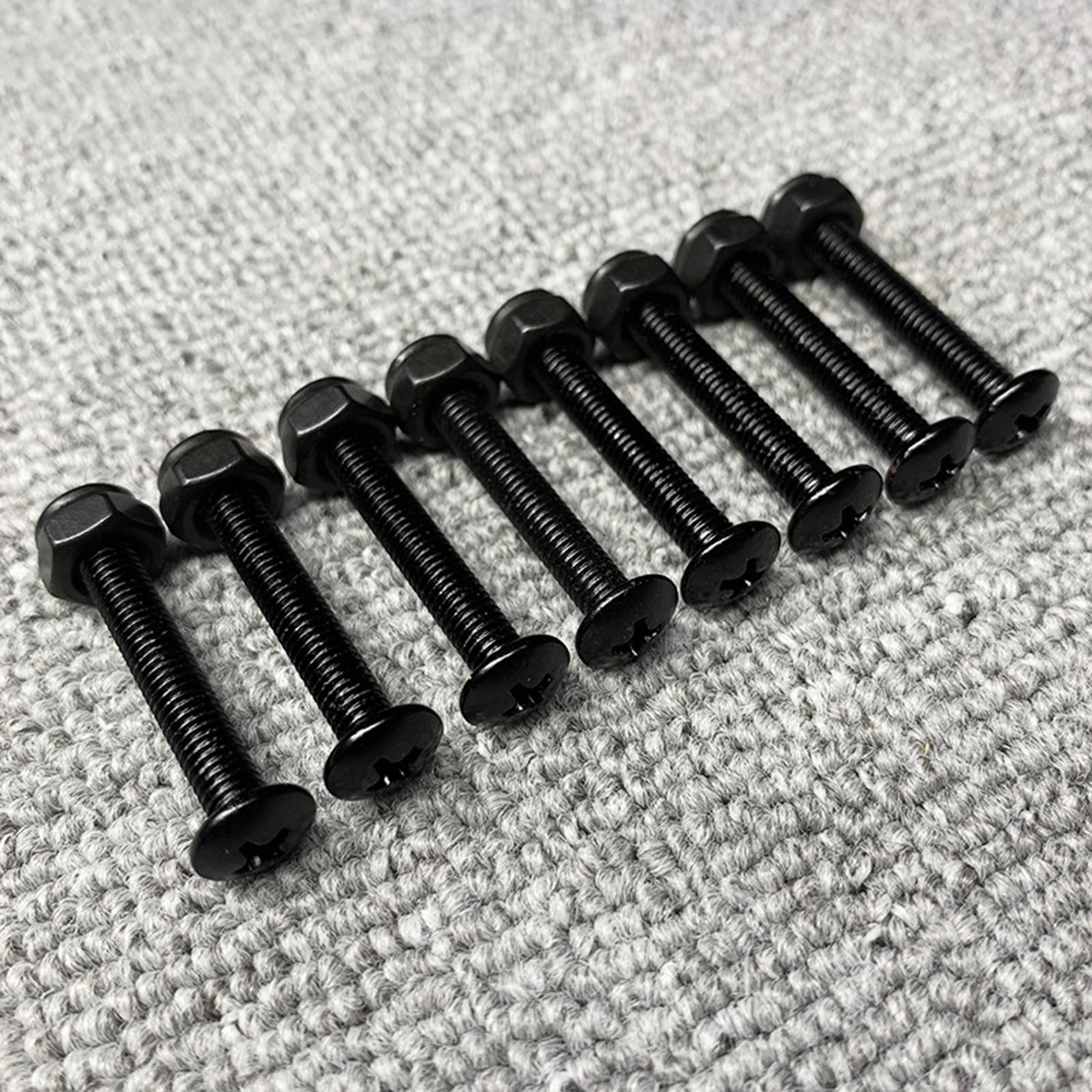 8pcs Replacement Longboard Skateboard Hardware Screws Mounting Black 35mm