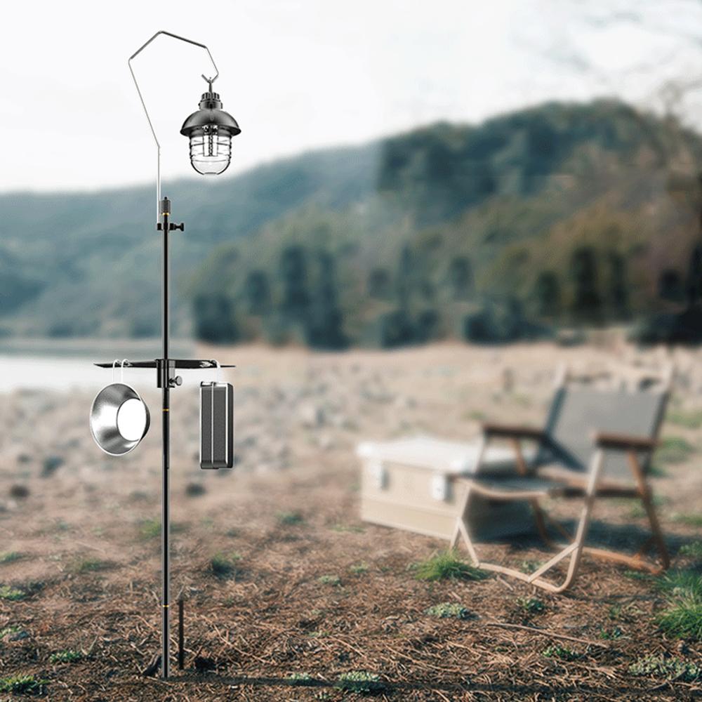 Ground Nail and Deskmounted Camping Detachable Lamp Holder High Strength Metal Outdoor Hiking Light Bracket Storage Rack