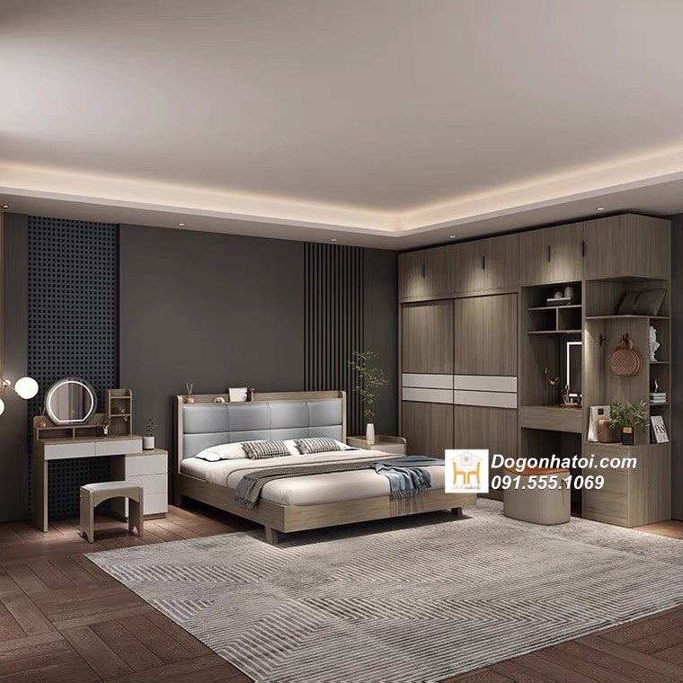 Tủ quần áo của lùa kết hợp bàn trang điểm hiện đại 2m4 x 2m7 - TA218