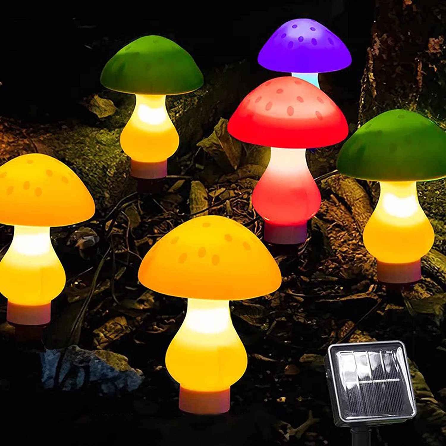 Đèn Trang Trí Năng Lượng Mặt Trời Hình Nấm, Nhiều Màu Sắc, 8 Nấm Đèn LED - DA3037