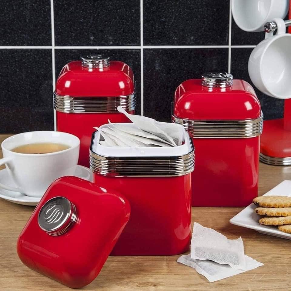 Set 3 Hộp Đựng Đường, Cà Phê Swan Retro, Set Hũ Đựng Thực Phẩm, Gia Vị Nhà Bếp, Thiết Kế Sang Trọng, Nhập Đức