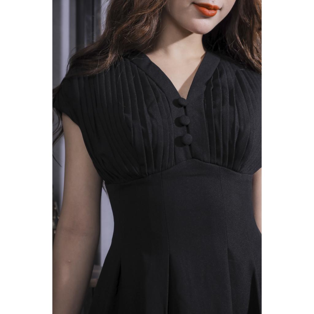Hình ảnh Váy Nữ Eo Bồng Màu Đen Cao Cấp 23V055 Pi Style