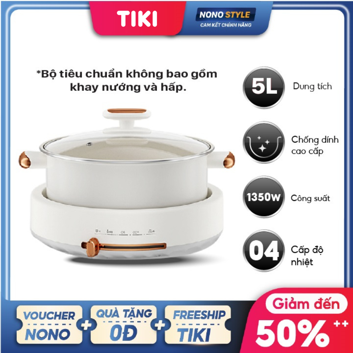 Nồi Lẩu Điện Đa Năng Nonostyle DRG-J50E - Hàng Chính Hãng