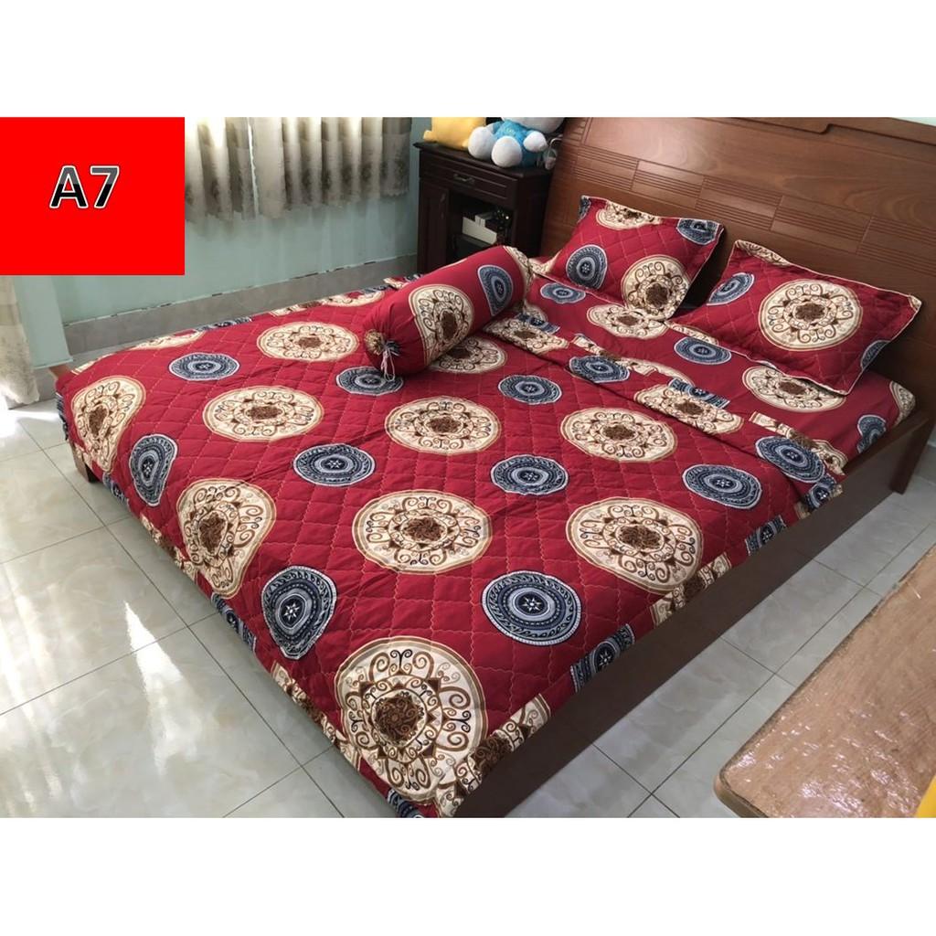 Bộ Chăn Ga Gối Cotton Poly hoa nhiều mẫu 1m6x2m x10cm , 1m8x2m x10cm