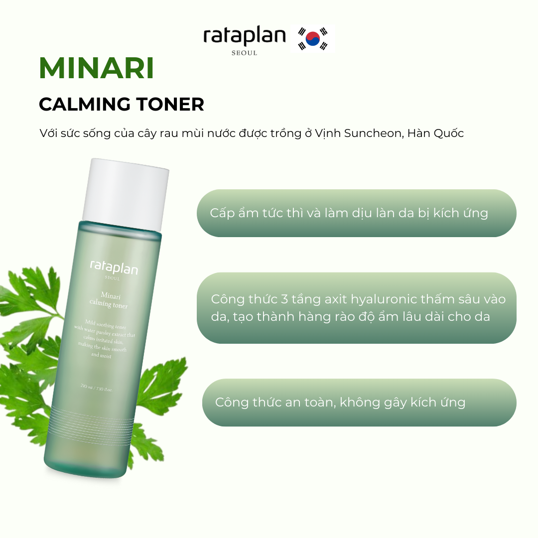 Toner dưỡng ẩm Minari RATAPLAN dịu nhẹ cấp ẩm, phục hồi và cải thiện đàn hồi da 210ml