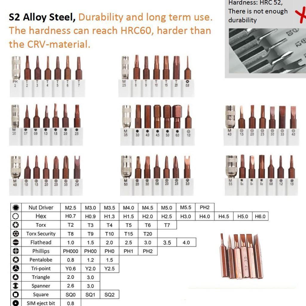 60 in 1 S2 Steel Precision Screwdriver Nutdriver Bit Repair Tools Kit Sets