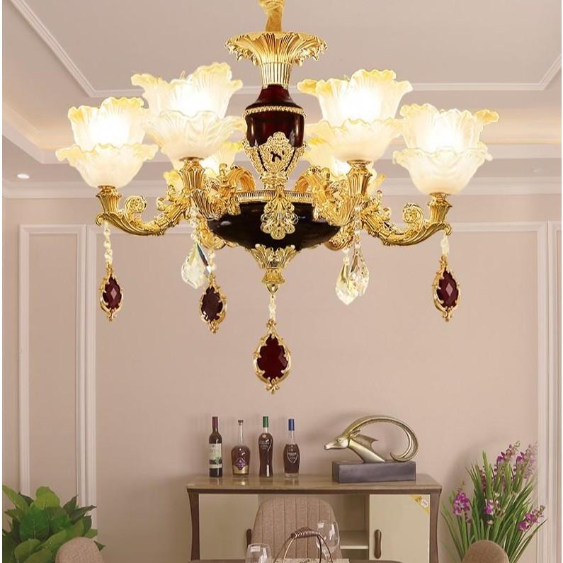 Đèn chùm trang trí nội thất IRELIA phong cách Châu Âu hiện đại loại 6, 8, 15 tay - Tặng kèm bóng LED cao cấp