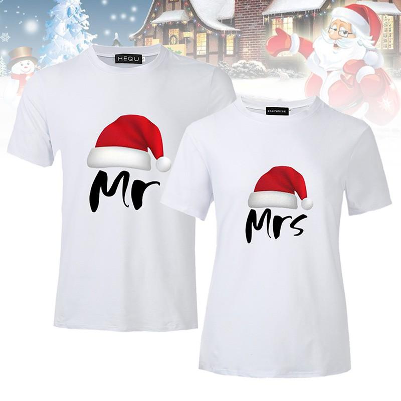 Bộ đôi áo thun in hình giáng sinh cổ tròn from rộng cá tính- Quà tặng Noel