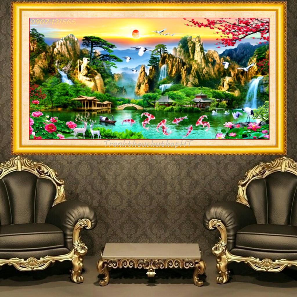 Tranh đính đá Lưu thủy sinh tài LV455 - tự đính