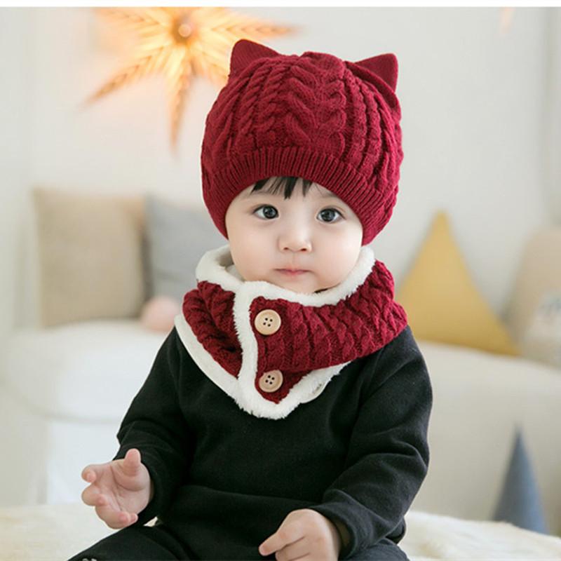 Bé Mùa Đông Snood Bò Bộ Bé Trẻ Em Ấm Nỉ Mũ Và Khăn Bộ Bé Trai Gái Đan Giữ Ấm Cổ Dễ Thương Skullies dành Cho Bé 6-36 Tháng