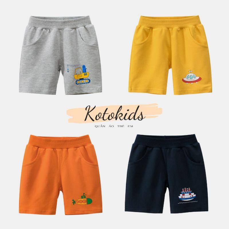 Quần short thun cho bé Kotokids họa tiết phi thuyền chất cotton hàng xuất Âu Mỹ