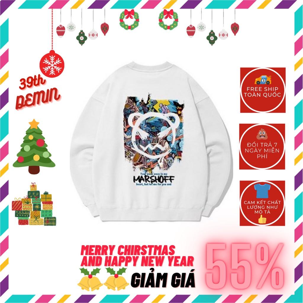 Áo nỉ NELLY graffiti MARSHOFF phong cách Hồng Kông sweater unisex Form rộng Free Size
