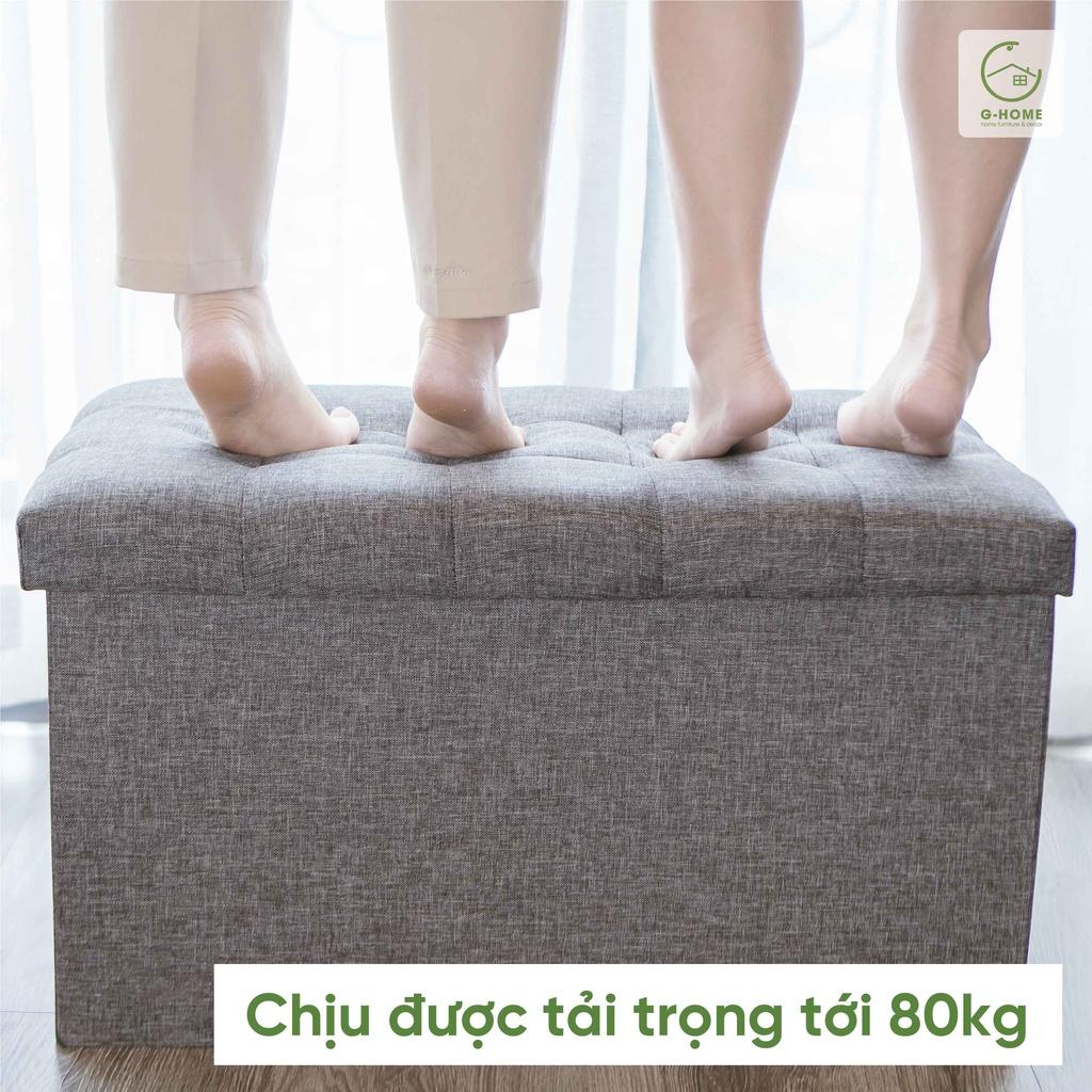 Ghế đựng đồ đa năng hộp đựng quần áo, ghế hộp sofa, thùng đựng đồ kiêm ghế ngồi khung gỗ bọc vải TV04