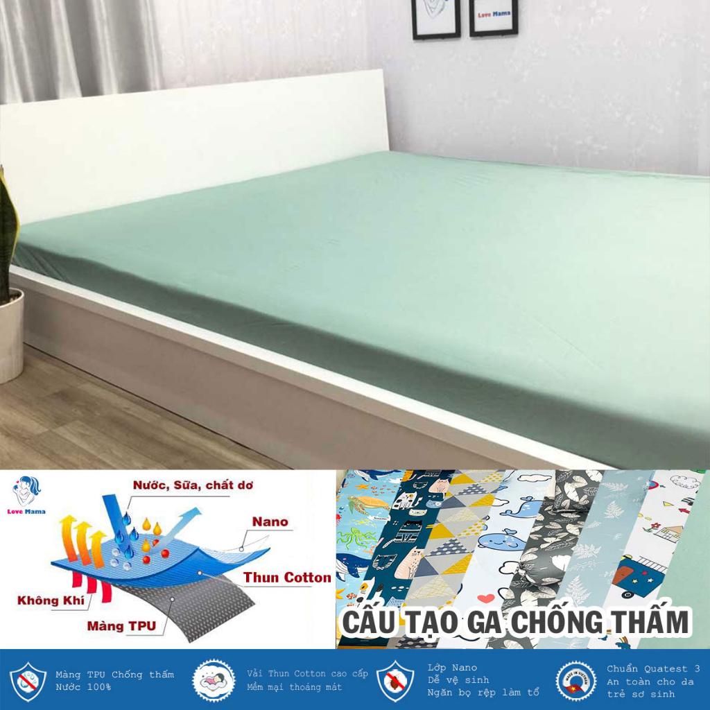 Ga chống thấm Cotton cao cấp một màu xanh Mint không nóng không bí không sột soạt