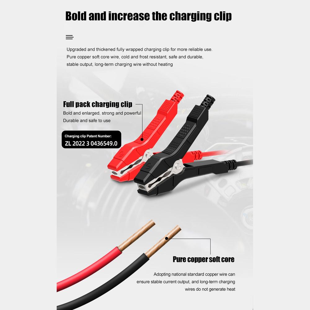 E-FAST Car Battery Chargers 12V Intelligent Pulse Repairing Charge Device Automotive Battery Trickle Maintainer with LCD Digital Display for Car Truck Motorcycle Battery Leadacid Battery Lithium Battery