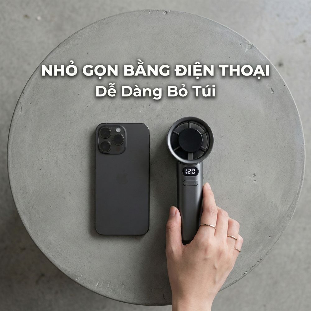 Quạt Cầm Tay Kachi MK442 – 120 Cấp Độ Gió Tuabin, Màn Hình LED Hiển Thị Pin, Bảo Hành 18 Tháng - hàng chính hãng