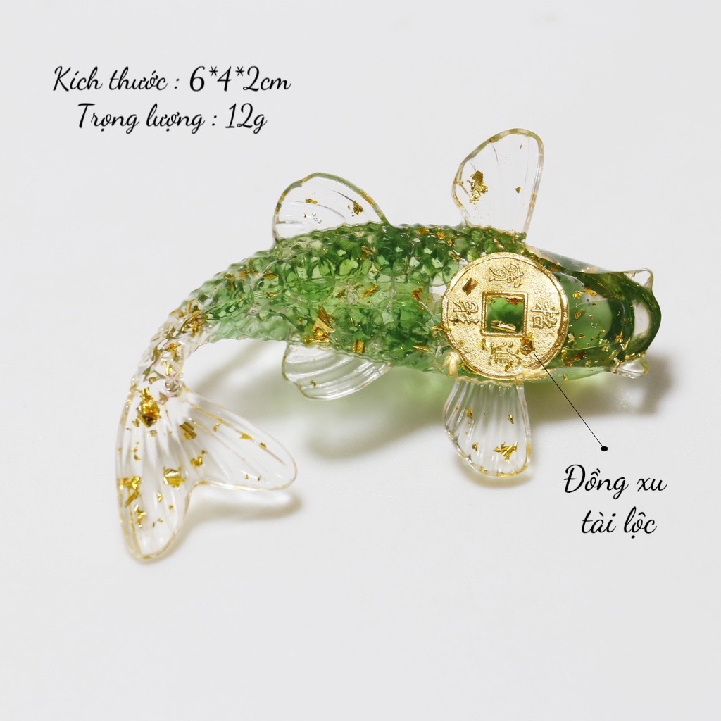 Set 5 con cá Koi phong thuỷ chất liệu vụn đá thạch anh đúc nhựa cứng cao cấp