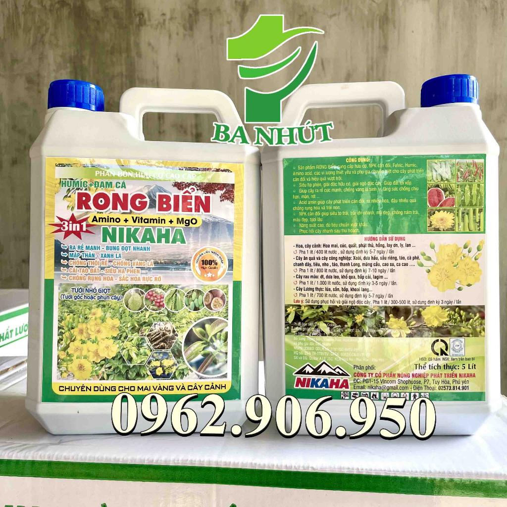 HUMIC Rich Đạm Cá Rong Biển Chai 5Lit - Kích Rễ, Bung Đọt, Mát Cây, Khoẻ Rễ, Đâm Cơi Mạnh, Đi Tược Nhanh, Mập Đọt