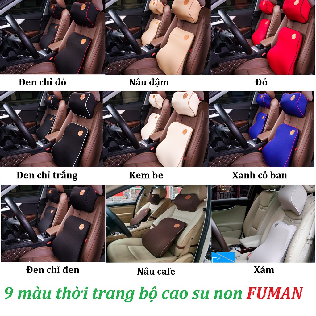 Bộ gối tựa đầu đệm dựa lưng ô tô cao su non chính hãng Fuman