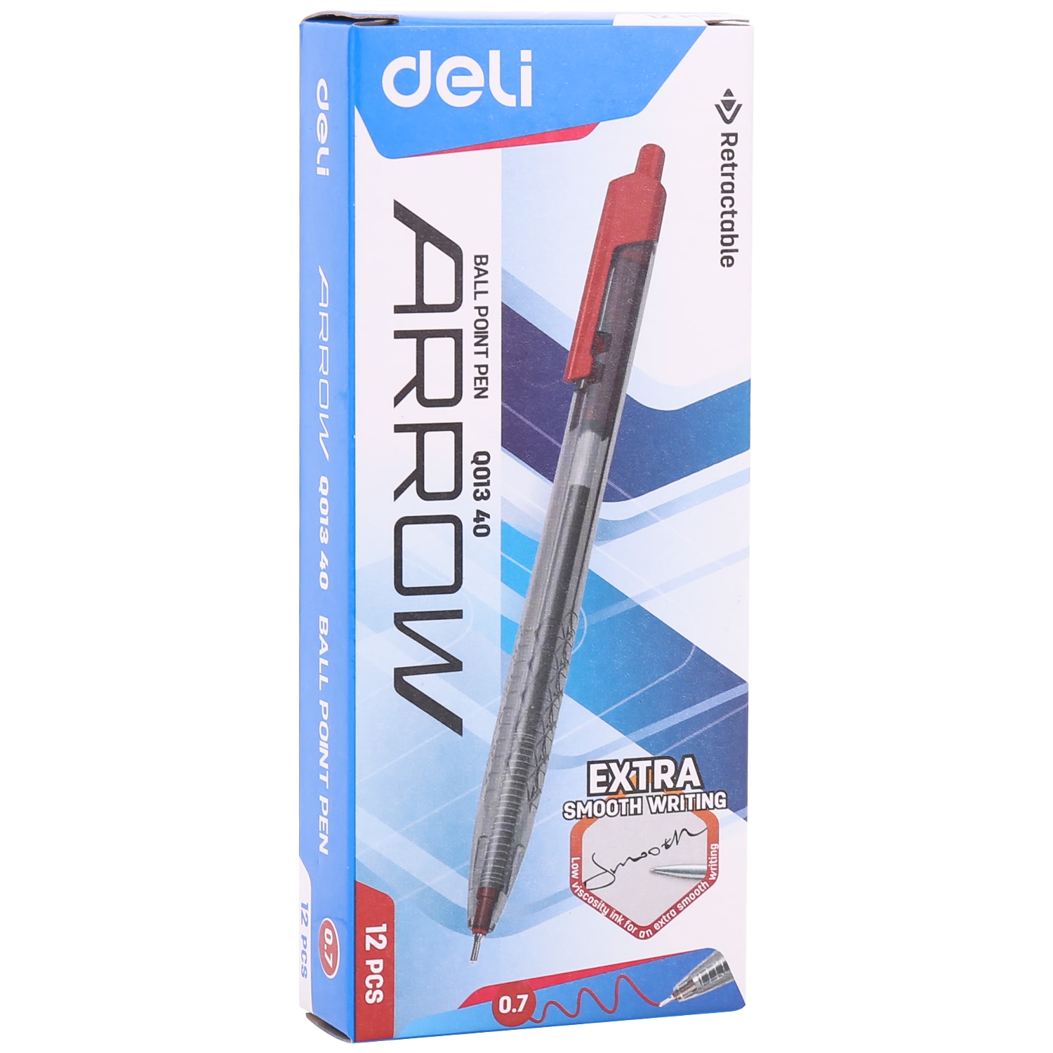 Bút bi dầu Deli - 0.5mm/0.7mm đầu bấm - mực Xanh/Đen/Đỏ - 12 cây/hộp - EQ01230/EQ01330