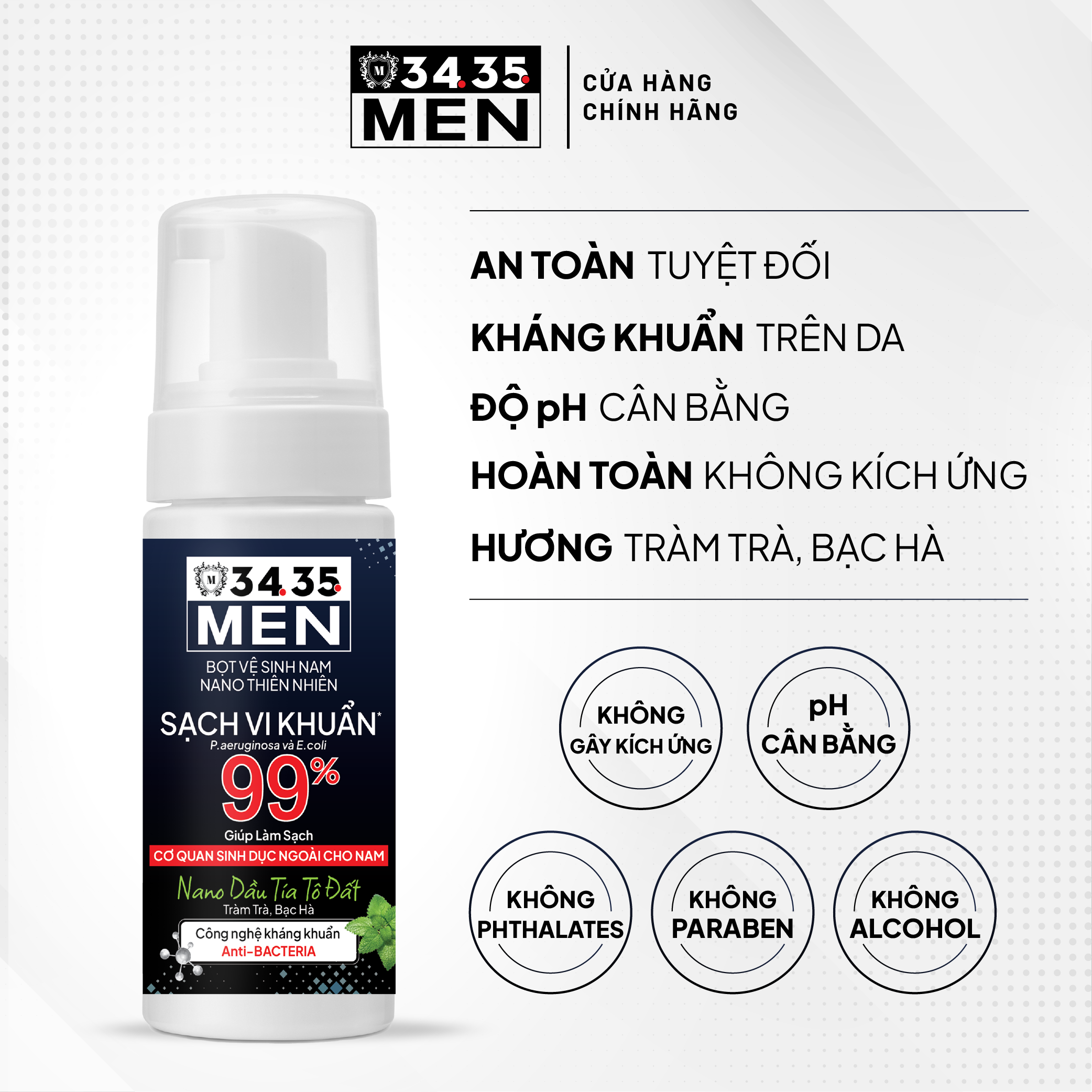 Bọt Vệ Sinh Nam Nano Thiên Nhiên 3435 MEN - 150ml