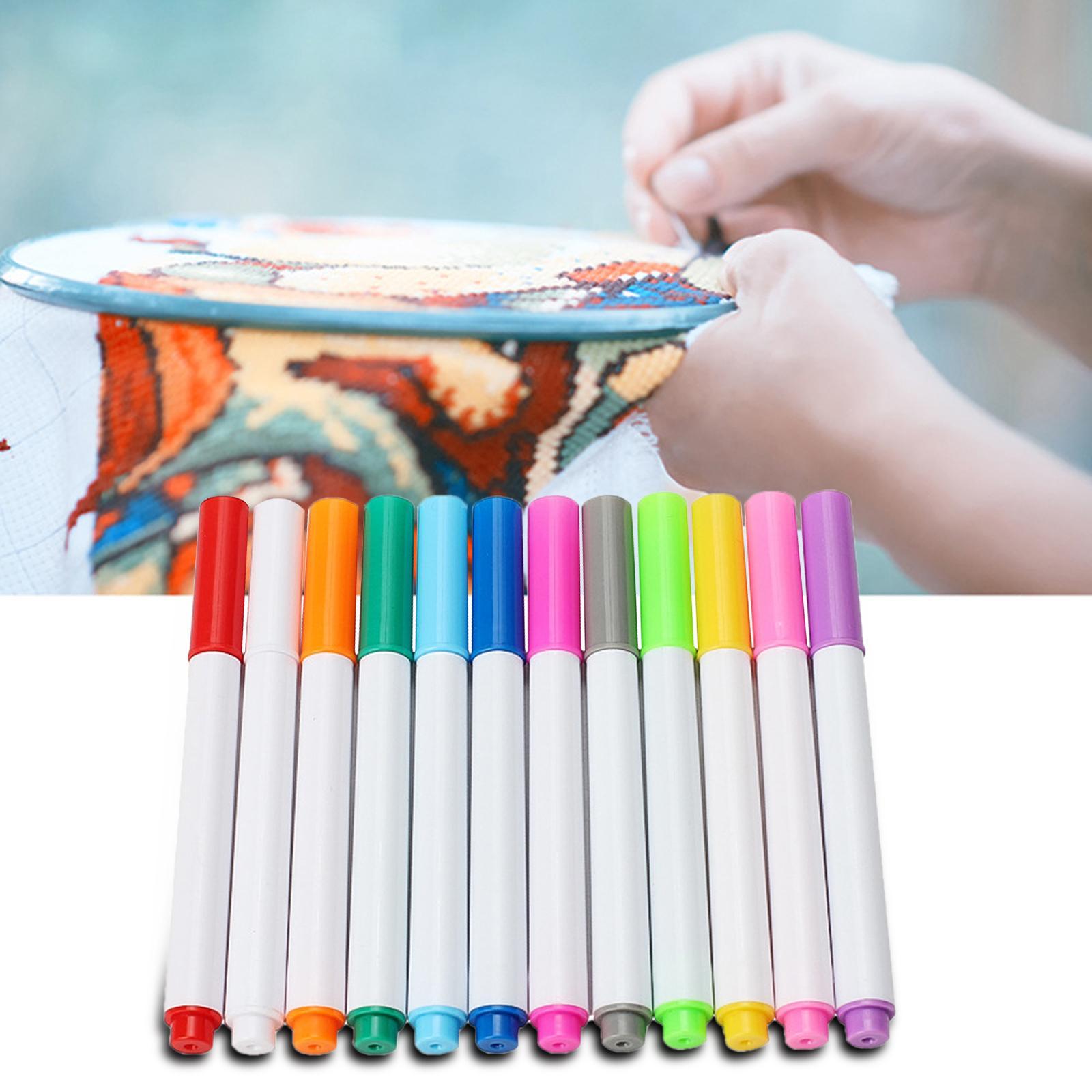 12Pcs Disappearing Ink Fabric Marker Pen Vanishing Air Water Erasable Pen for Sewing Creating Washable Art and Lettering,Temporary Marking