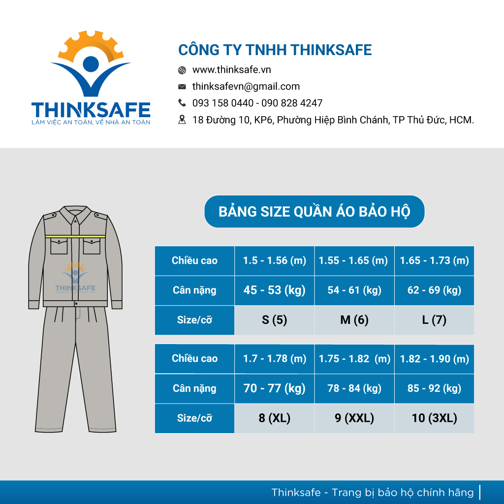Quần áo bảo hộ lao động Thinksafe áo lao động kỹ sư công nhân có túi hộp thoải mái thoáng mát thấm hút mồ hôi DN03