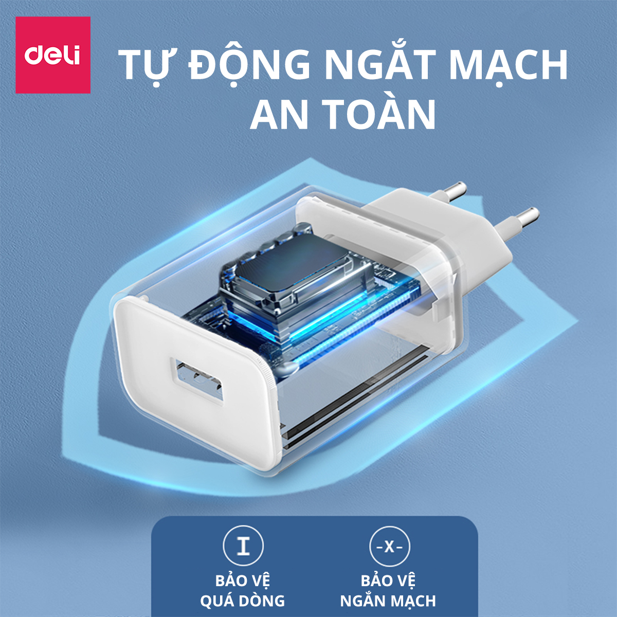 Củ Sạc Nhanh 2 Cổng AOKA by Deli Sạc Nhanh Cho Điện Thoại - Siêu Bền Chống Nóng Chống Cháy Nổ hàng chính hãng VS6011