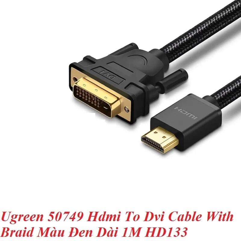 Ugreen UG50749HD133TK 1m cáp hdmi ra dvi bện chống nhiễu - HÀNG CHÍNH HÃNG