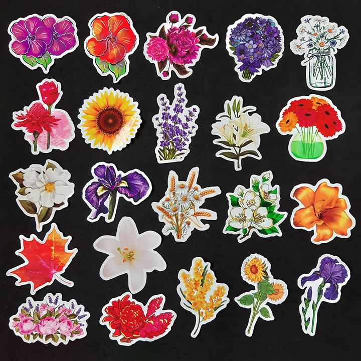 Bộ Sticker dán cao cấp chủ đề BÔNG HOA - FLOWERS - Dùng dán Xe, dán mũ bảo hiểm, dán Laptop